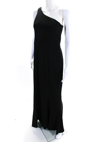 Dress the Population Womens One Shoulder Zip Up Maxi Dress Black Size M