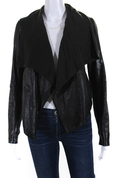 Theory Womens Leather Asymmetrical Jacket Black Size Small