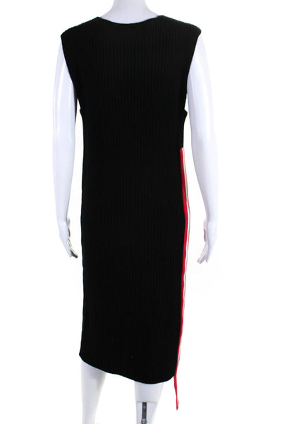 Public School Womens Sleeveless Striped Trim Ribbed Dress Black Red Size Medium