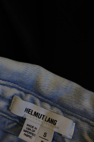 Helmut Lang Womens Button Fornt Collared Chambray Top Blue White Size Small