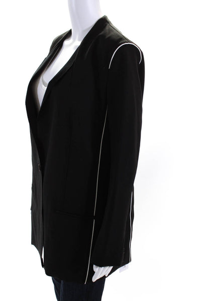 Helmut Lang Womens Single Button Deep V Neck Light Blazer Jacket Black Size 4