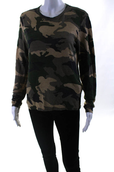 Zadig & Voltaire Womens Camouflage Long Sleeved Shirt Green Tan Navy Size XS