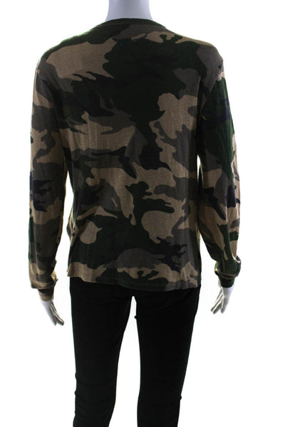 Zadig & Voltaire Womens Camouflage Long Sleeved Shirt Green Tan Navy Size XS