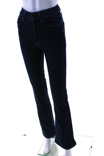 Le Jean Womens Dark Wash High Rise Slim Fit Flared Ankle Jeans Blue Size 24