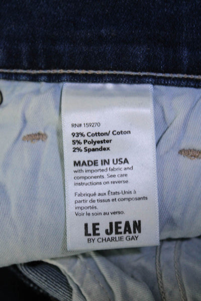 Le Jean Womens Dark Wash High Rise Slim Fit Flared Ankle Jeans Blue Size 24