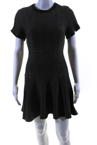 Rag & Bone Womens Back Zip Short Sleeve Knit A Line Dress Gray Wool Size 0