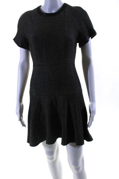 Rag & Bone Womens Back Zip Short Sleeve Knit A Line Dress Gray Wool Size 0