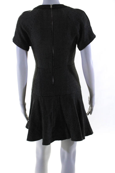 Rag & Bone Womens Back Zip Short Sleeve Knit A Line Dress Gray Wool Size 0