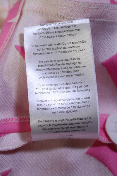 Sara Battaglia Womens Side Zip Strapless Ruffled Printed Dress Pink White IT 38