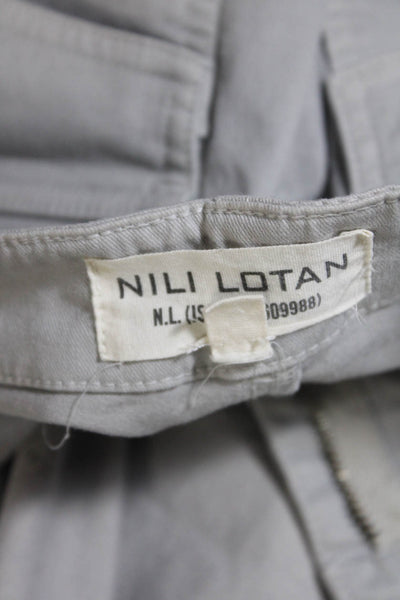 Nili Lotan Womens Mid Rise Raw Hem Slim Leg Pants Gray Cotton Size 8