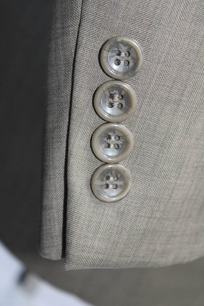 Caravelli Mens V-Neck Notch Collar Three Button Suit Jacket Beige Size 42R