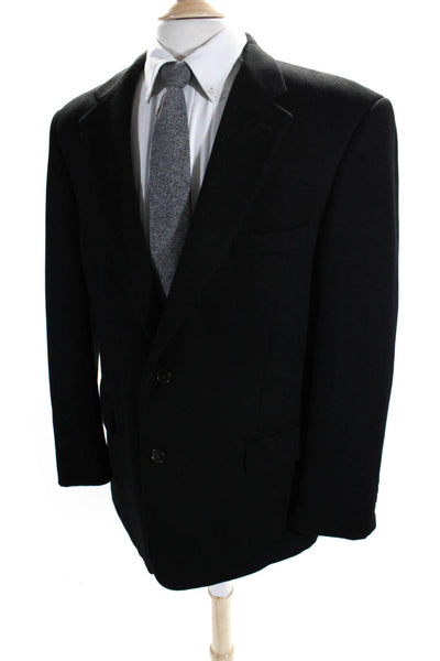 Lords of London Mens Cashmere Notch Collar Two Button Suit Jacket Black Size 44R