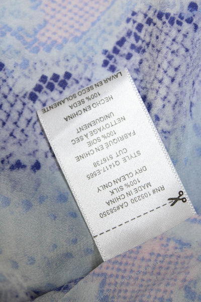 Equipment Femme Womens Silk Snakeskin Print Sleeveless Blouse Blue Pink Size XS