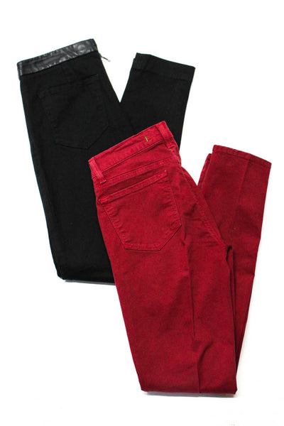 J Brand J Crew Womens Low-Rise Skinny Leg Jeans Cherry Red Black Size 26 2 Lot 2