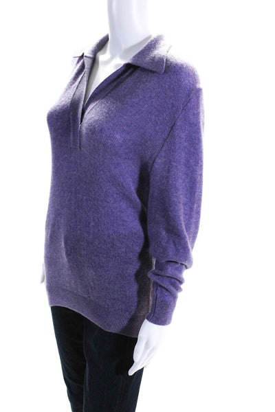 Khaite Womens Collared Oversize V Neck Pullover Sweater Purple Cashmere Size XS