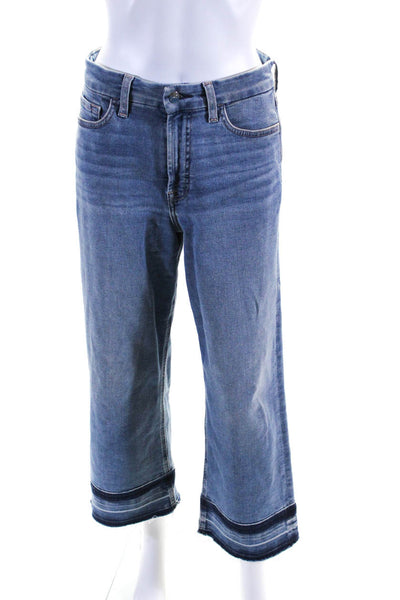 Jen 7 Womens High Waist Wide Leg Cropped Jeans Pants Blue Size 4