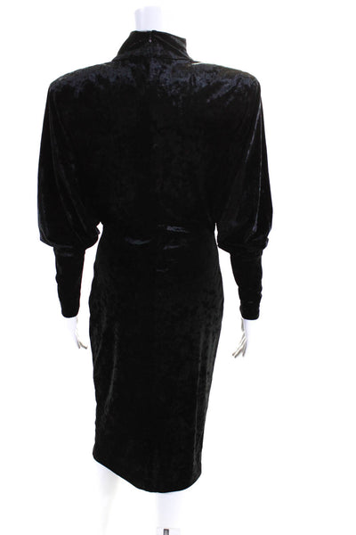 Alexandre Vauthier Womens Long Sleeve Mock Neck Velvet Midi Dress Black IT 40