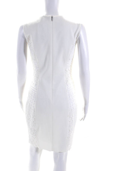 Elie Tahari Womens Embroidered Sides Knee Length Sheath Dress White Size 2