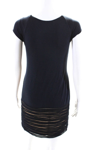 Bailey 44 Womens Jersey Knit Cap Sleeve Lined Mini Shift Dress Navy Blue Size XS