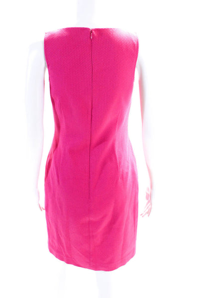 David Meister Womens Cotton Textured Sleeveless V-Neck Pencil Dress Pink Size 2