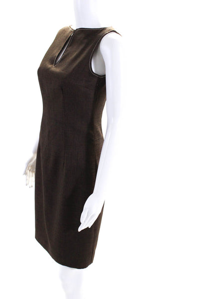 David Meister Womens Woven Cut Out Sleeveless Sheath Dress Dark Brown Size 2
