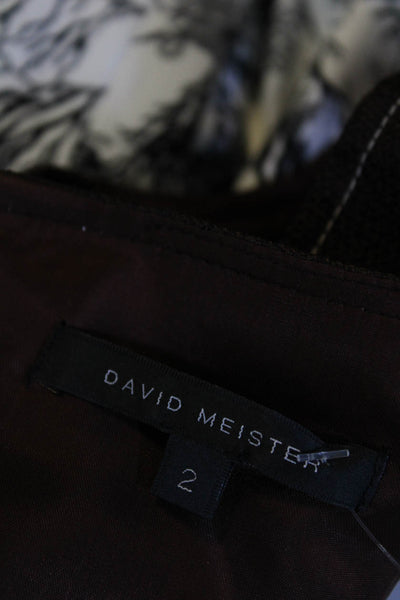 David Meister Womens Woven Cut Out Sleeveless Sheath Dress Dark Brown Size 2