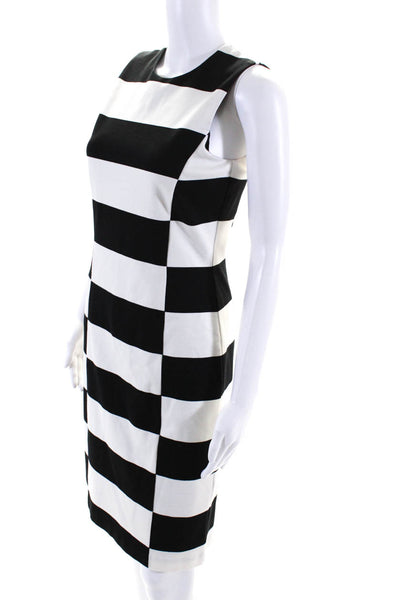 J. Mclaughlin Womens Check Print Sleeveless Sheath Dress White Black Size XS