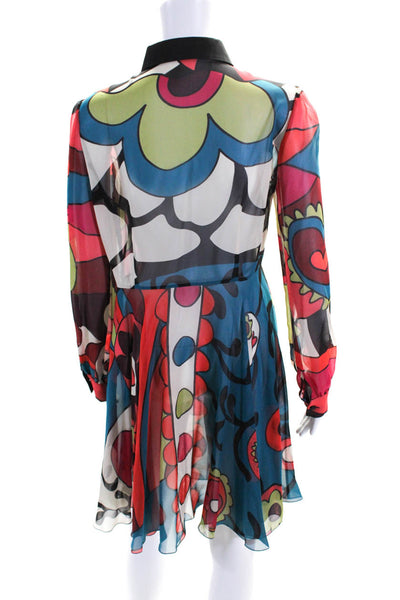 RED Valentino Womens Multicolor Floral Sheer Long Sleeve Shift Dress Size 44