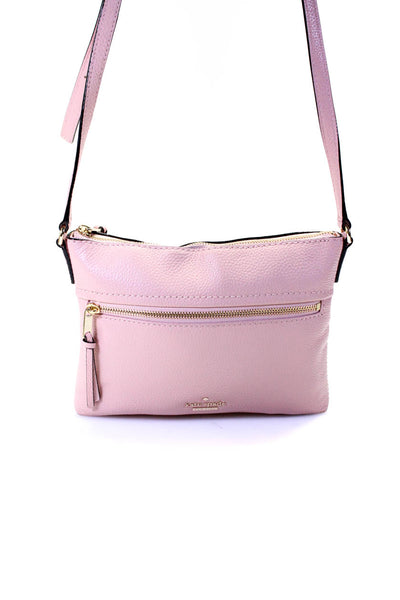 Kate Spade Women's Zip Closure Pockets Leather Crossbody Handbag Pink Size M