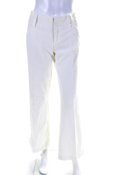 Alice + Olivia Womens Four Pocket Hook Closure Low Rise Flare Pants White Size 6