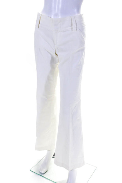 Alice + Olivia Womens Four Pocket Hook Closure Low Rise Flare Pants White Size 6