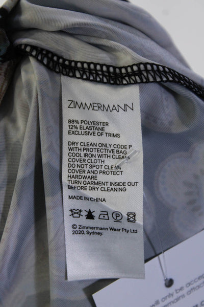 Zimmermann Womens Floral Print Sleeveless Pullover Slip Dress Black Size 1
