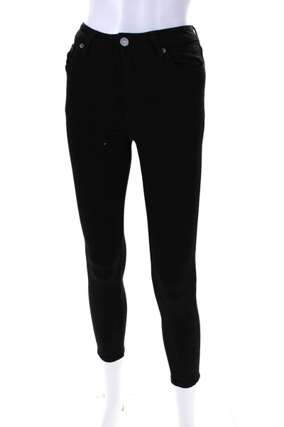 Moussy Womens Cotton Buttoned Zipped Skinny Leg Casual Pants Black Size EUR24