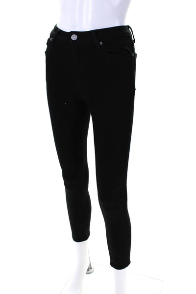 Moussy Womens Cotton Buttoned Zipped Skinny Leg Casual Pants Black Size EUR24