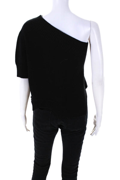 Monse Womens Wool Knit Asymmetrical Cropped Turtleneck Sweater Black Size XS