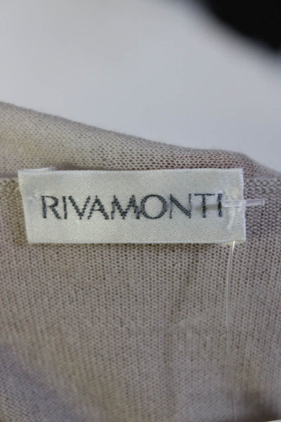 Rivamonti Womens Wool Draped Snapped Buttoned Short Sleeve Blouse Beige Size S