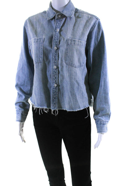 Pistola Womens Button Front Distressed It Was All A Dream Jean Jacket Blue XS