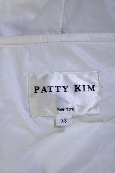 Patty Kim Womens Front Zip 3/4 Sleeve Quilted Jacket White Size Extra Small