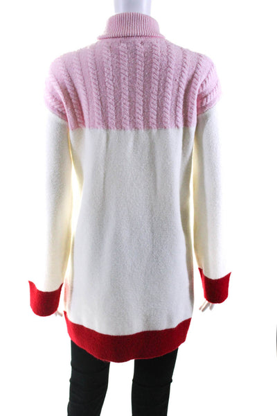 Lovers + Friends Womens Pullover Turtleneck Sweater White Red Pink Size Small