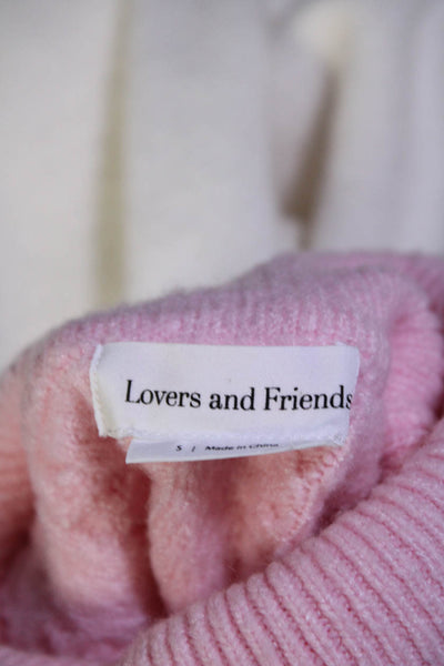 Lovers + Friends Womens Pullover Turtleneck Sweater White Red Pink Size Small