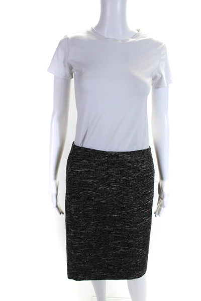 Vince Camuto Womens Black Textured Zip Back Lined Pencil Skirt Size 6