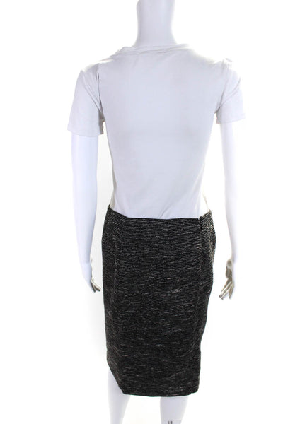 Vince Camuto Womens Black Textured Zip Back Lined Pencil Skirt Size 6