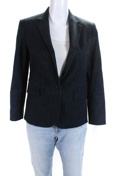 Theory Womens Denim Single Button Current Jacket Blue Cotton Size 2