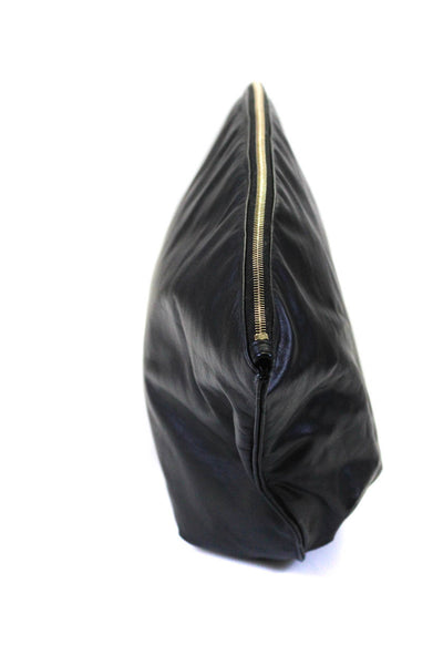 The Row Womens Dante XL  Leather Zip Across Large Clutch Handbag Black