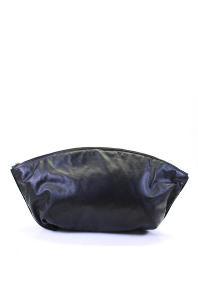 The Row Womens Dante XL  Leather Zip Across Large Clutch Handbag Black