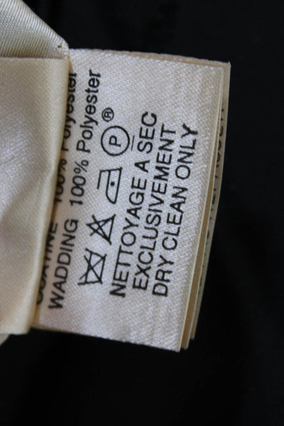 Hermes Womens Silk High Neck Long Sleeve Mid-Length Puffer Coat Black SIze 38