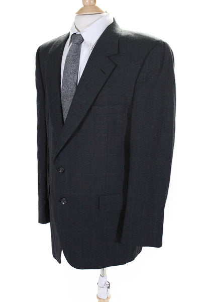 Johnstons Mens Wool Striped Buttoned Collared Long Sleeve Blazer Gray Size EUR42