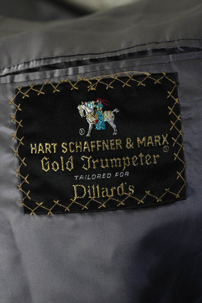 Hart Schaffner Marx Mens Wool Striped Print Buttoned Blazer Gray Size EUR42L