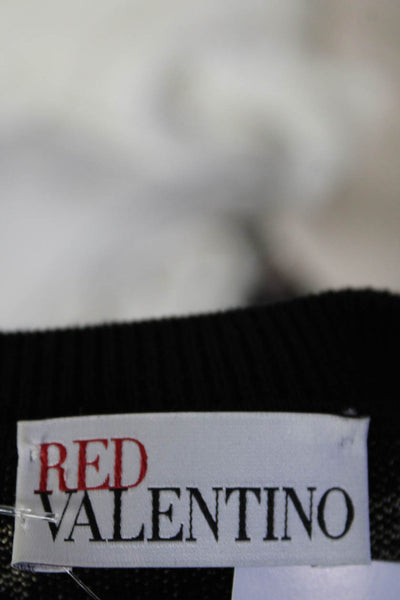 RED Valentino Womens Long Sleeve Metallic Crown Print Knit Dress Black Medium