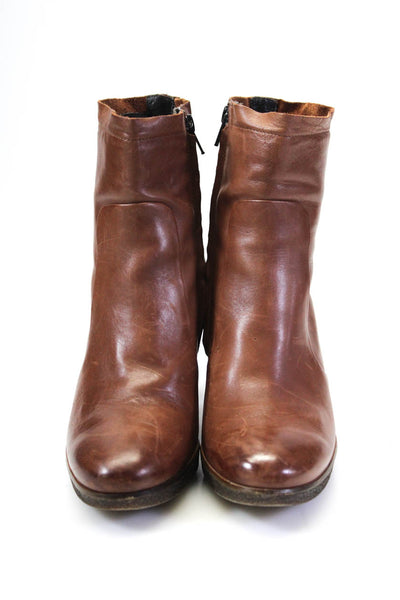 Paul Green Womens Leather Zip Up Ankle Boots Chestnut Brown Size 5.5